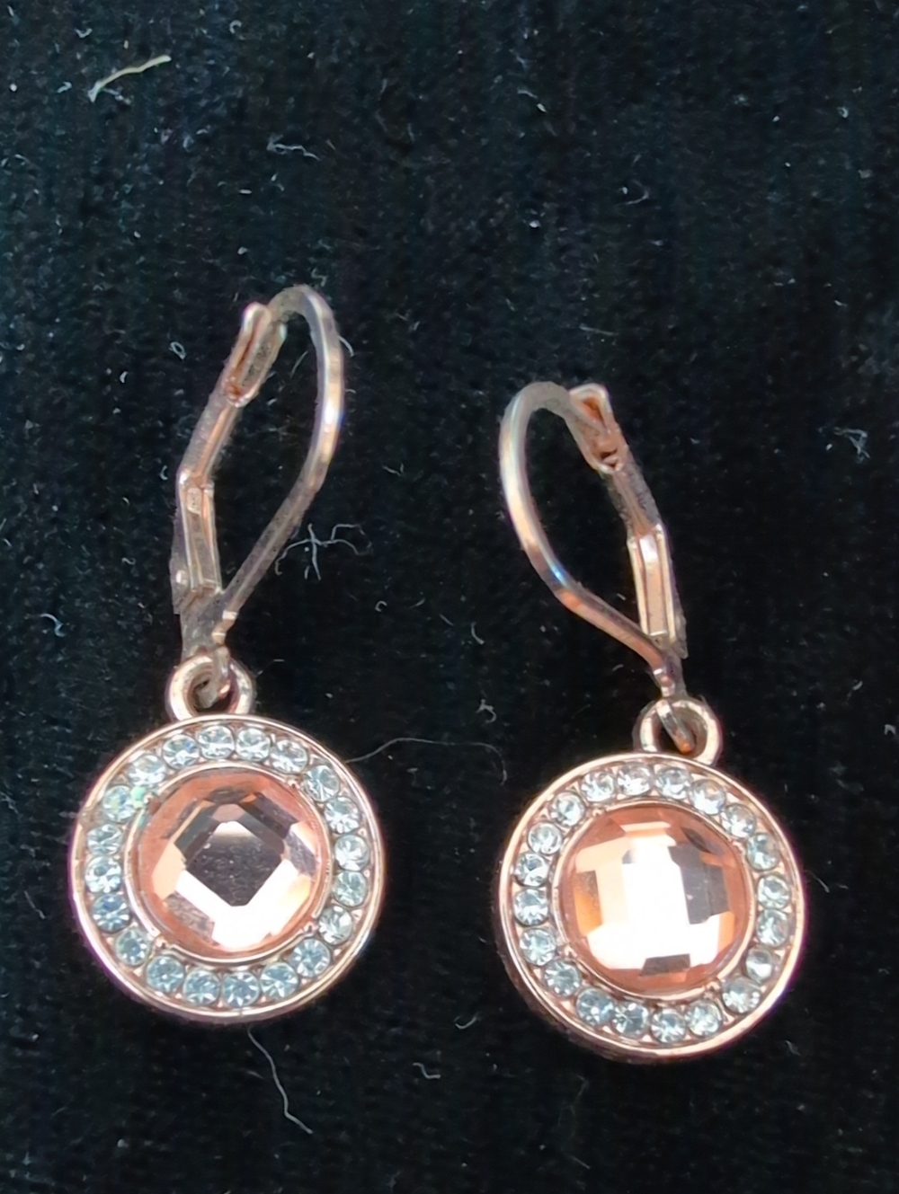 Rose Gold Crystal Halo Leverback Earrings